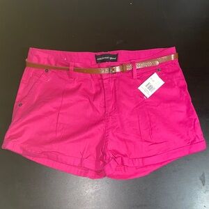 NWT Ambiance Apparel Fuchsia Shorts with Belt Medium